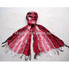 Mode femme 100 viscose stripe crinkle foulard